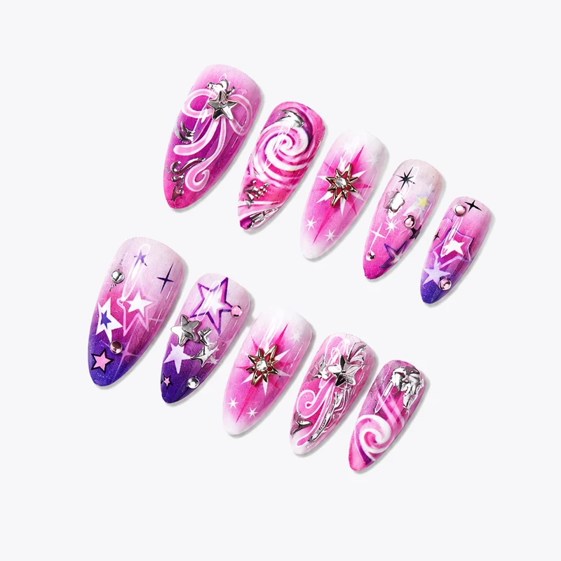 Kreatives Kunstnagelset mit Glitzer- und Sternenmotiven Karnz