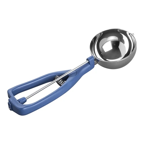 Porcionirka za sladoled Stöckel Model K | Zajemalka iz nerjavnega jekla 18/10, ergonomski ročaj iz modre plastike | 1/007 L, Ø8.1 cm