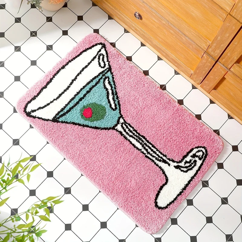 Verspielte Cocktailglas-Badmatte