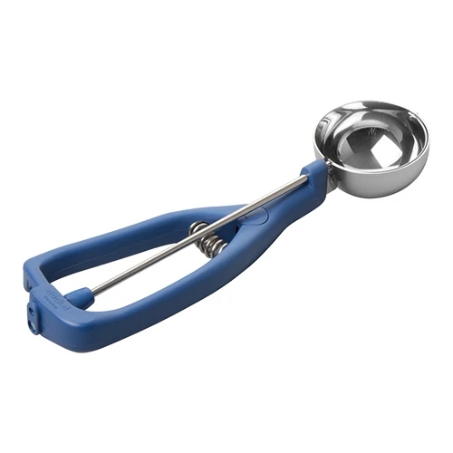 Porcionirka za sladoled iz nerjavnega jekla 18/10 | Stöckel Model K | Moder plastični ročaj | 1/16 L | Ø5.9 cm