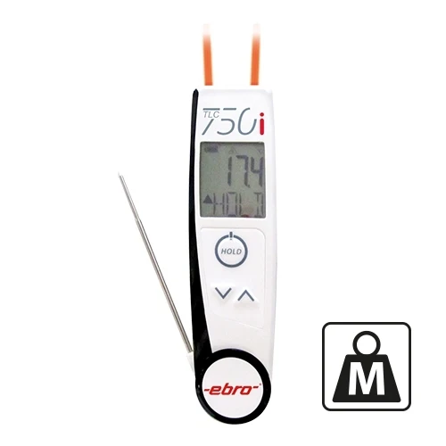 Kalibriran digitalni vbodni termometer | Ebro | Zložljiva sonda in infrardeči senzor | -50 do 250 °C