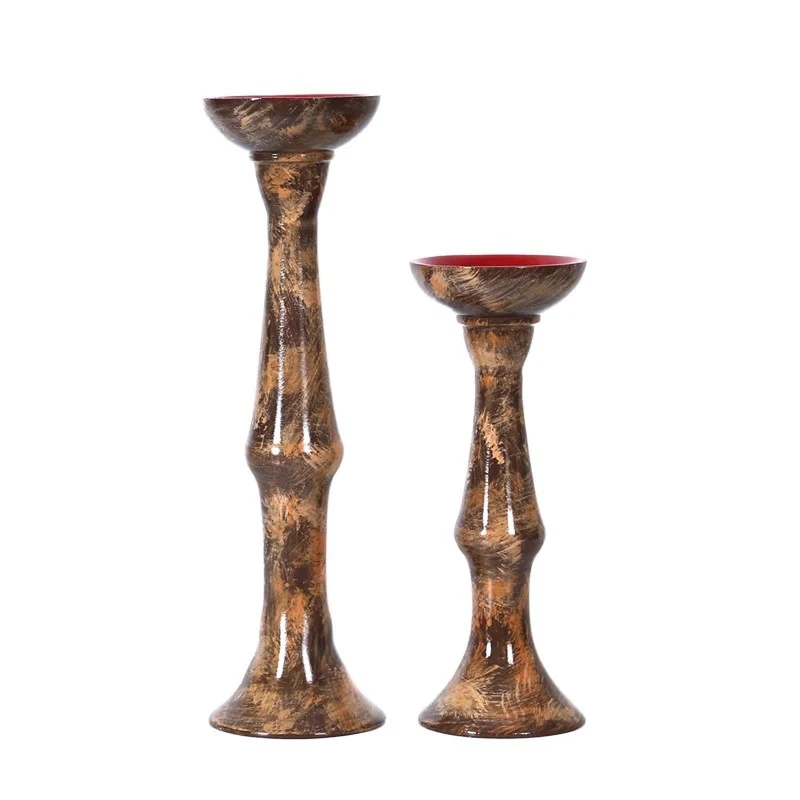 Elegantes Dekoratives Holzkerzenhalter-Set