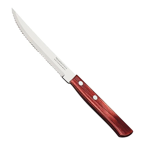 Steak nož z nazobčanim rezilom | Tramontina | nerjavno jeklo, lesen ročaj | 21 cm