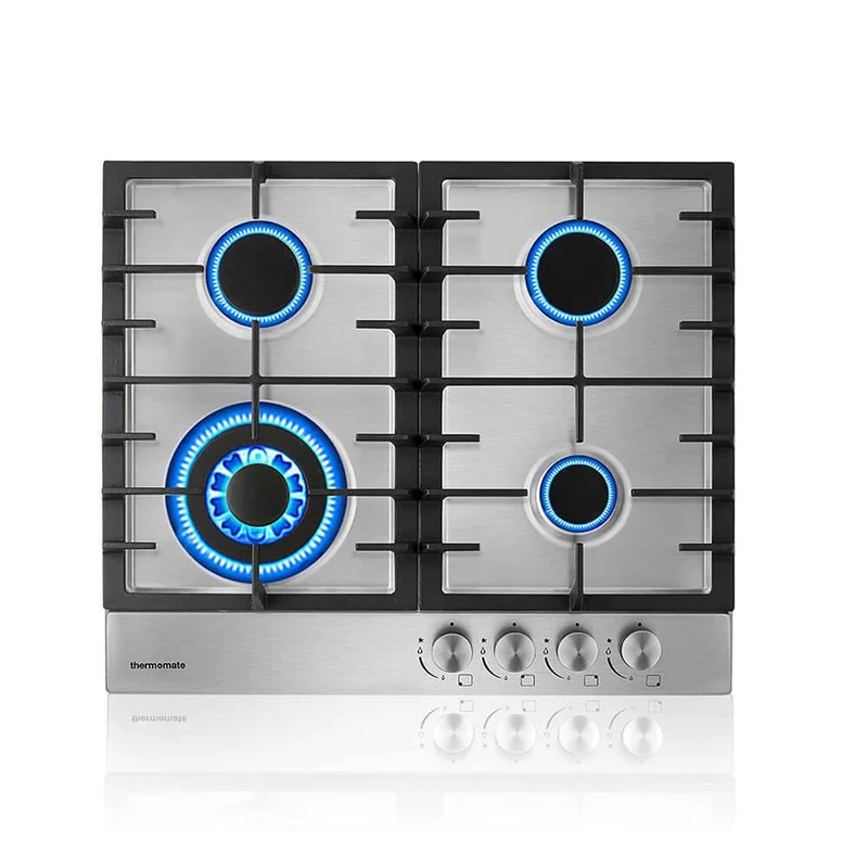 Thermomate Silver Built-in 4 Burners Gas Hob - NG/LPG Convertible