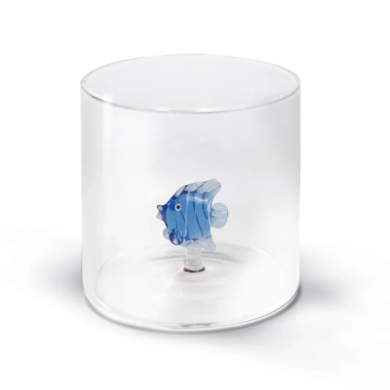 Glas aus Borosilikat 250ml Fisch blau