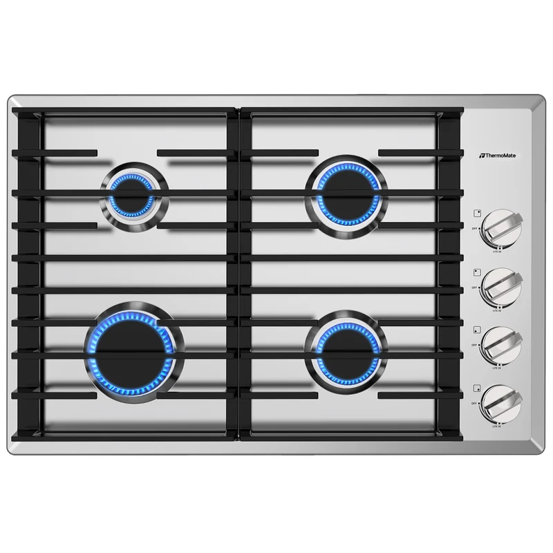 30'' 4-Burner Gas Cooktop with SABAF Burners, NG/LPG Convertible