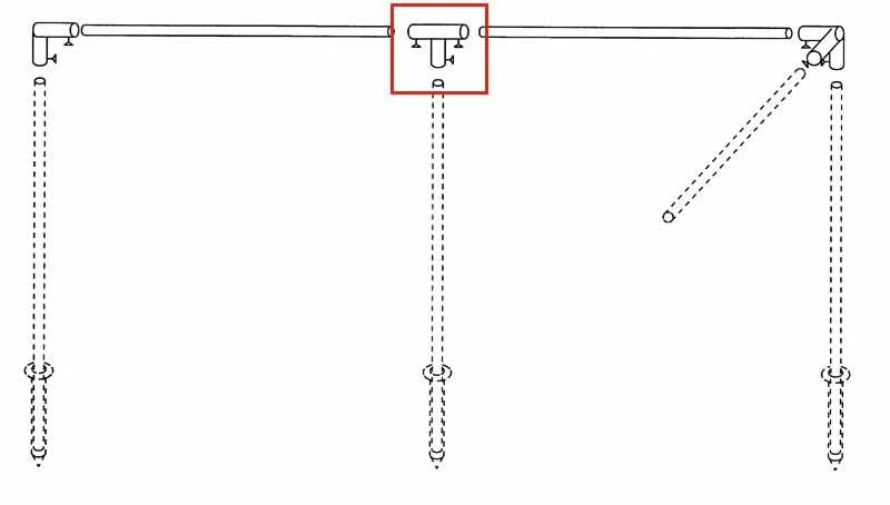 Windschutzgestänge T-Stück, Stahl