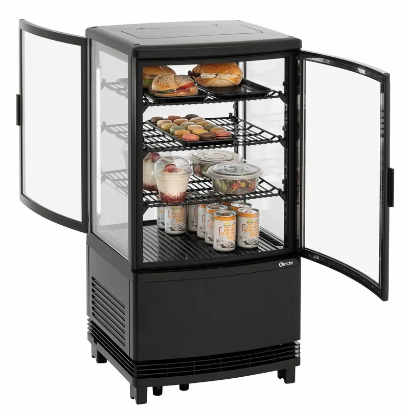 Bartscher Mini-Kühlvitrine 64L2T schwarz