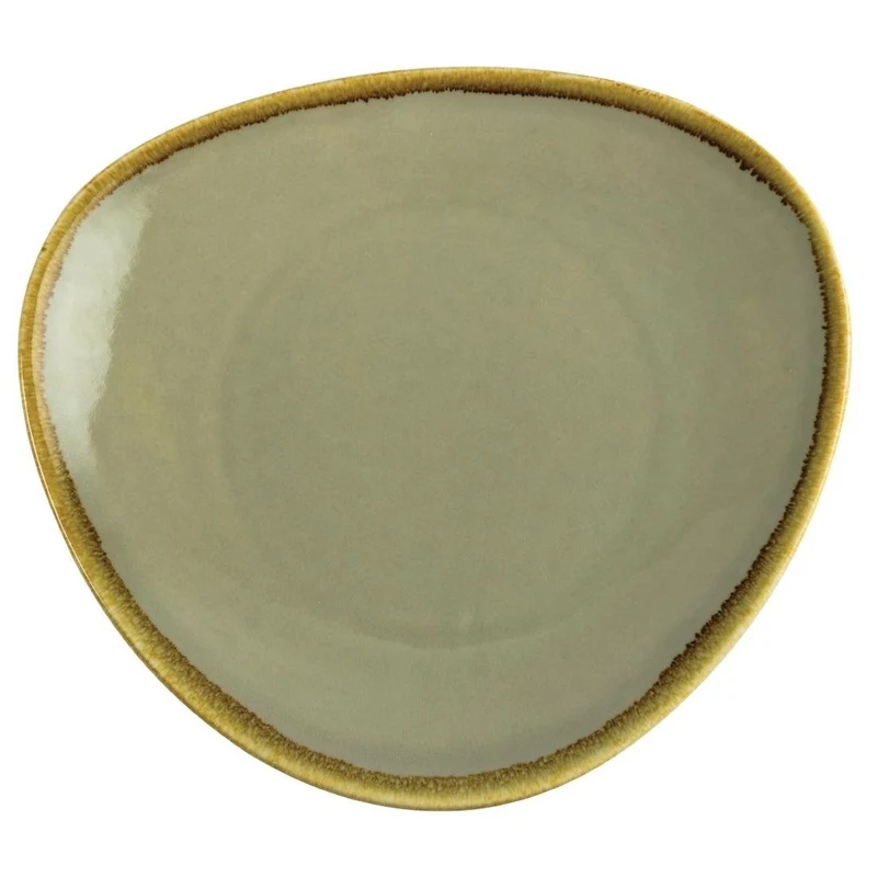 Trikotni krožniki Moss Green 28cm Set 4 | Olympia Kiln Porcelain