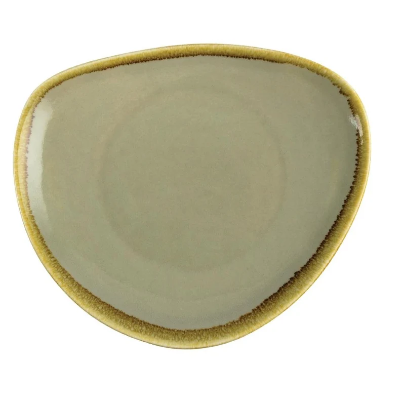 Trikotni krožniki Moss Green 23cm Set 6 | Olympia Kiln Porcelain