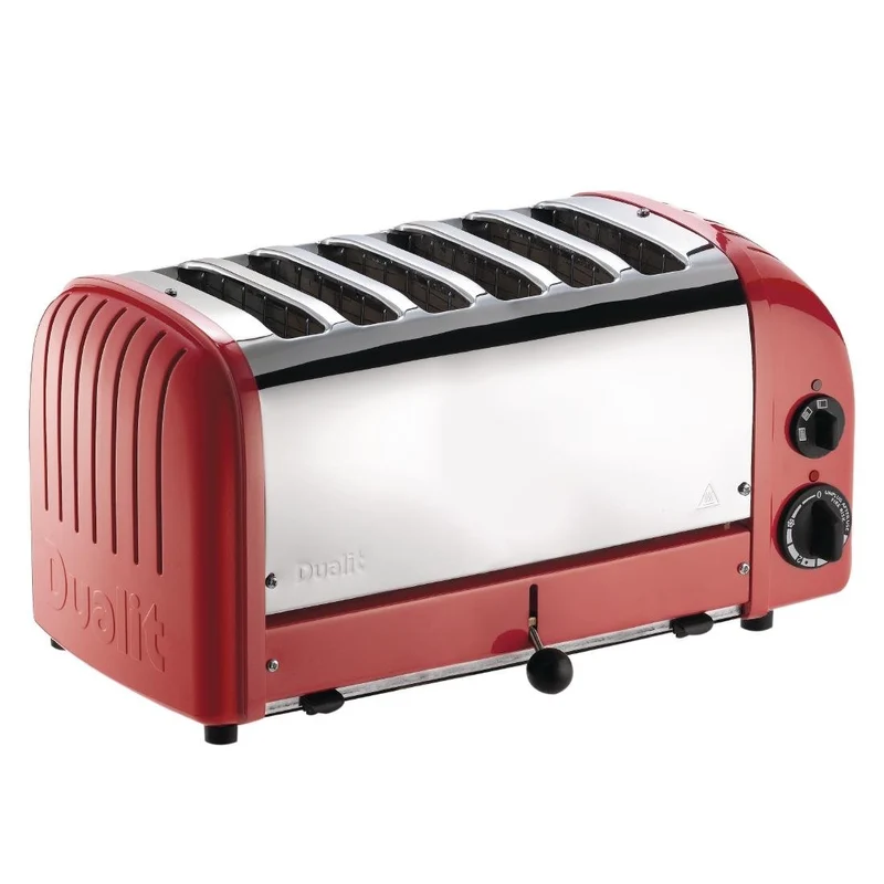 6-režni toaster rdeč | Dualit Vario | Široke špranje 28mm | Varčevanje z energijo