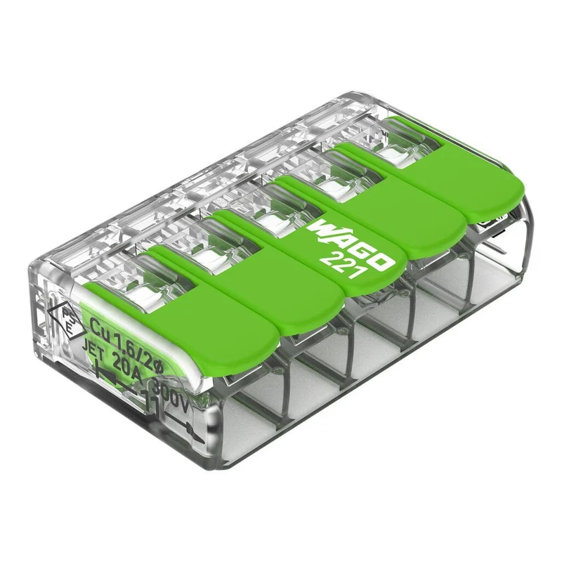 WAGO 221-425 Splicing Connector with Levers 5-Conductor 0.2-4 mm² 32 A