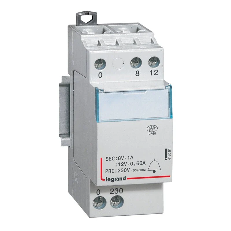 Legrand 413091 Bell Transformer 230V→12V/8V 8 VA DIN-Rail