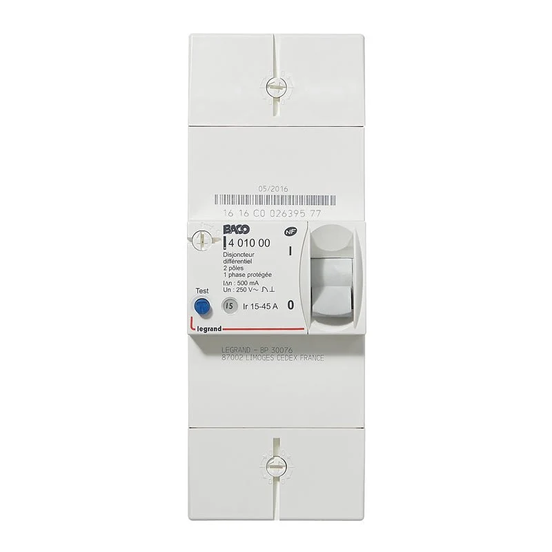 Legrand 401000 Enedis Differential Circuit Breaker 2P 45A 500mA