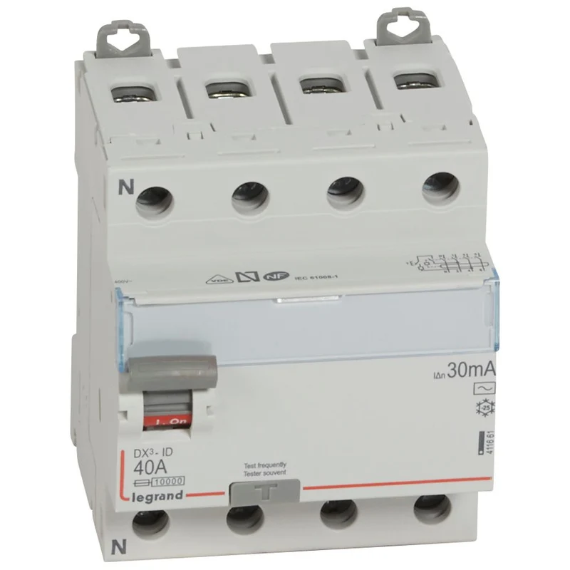 Legrand 411661 DX3 RCCB 4P 40A 30mA Type AC 230/400V