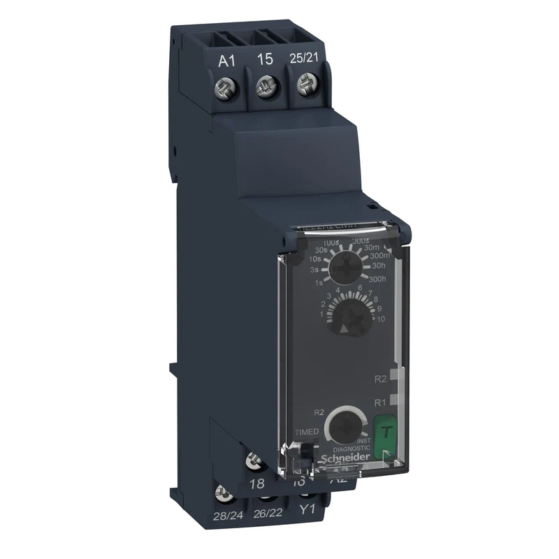 Schneider RE22R2CMR Off-delay Timing Relay - 0.05s…300h - 24…240V AC/DC -...