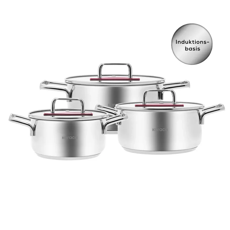 Karaca Arya Pink 6-teiliges Midi-Stahl-Kochtopfset