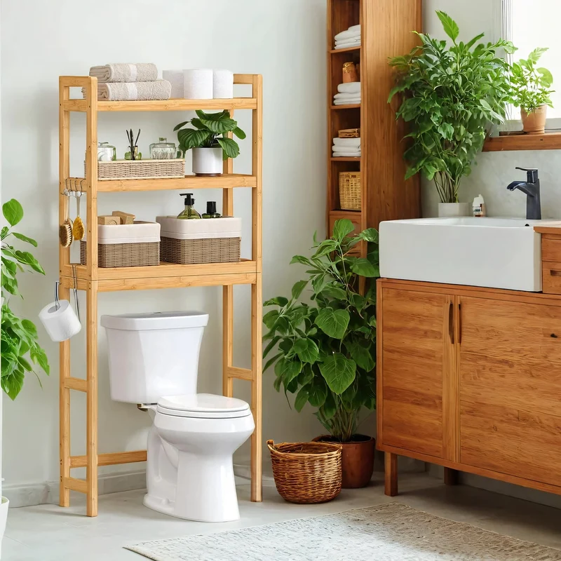Toilettenregal aus Bambus verstellbar einfache Montage