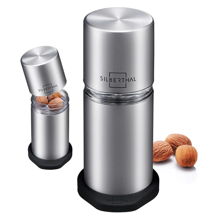 B-Ware SILBERTHAL Muskatmühle Gewürzmühle Muskatnussmühle Finecut Edelstahlbehälter