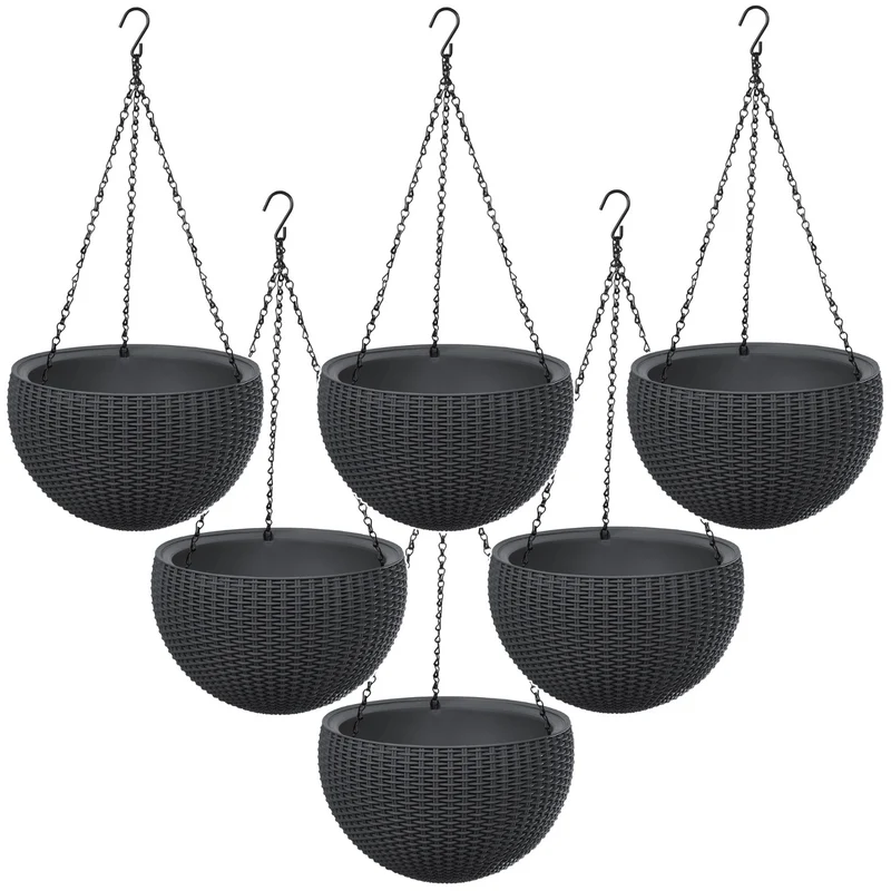 Hängepflanzgefäß Keter Sphere Planter, Farbe Anthrazit, 6 Stück