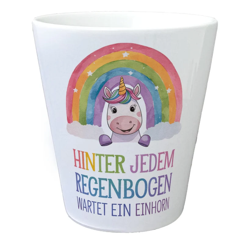 Lächelndes Einhorn Blumentopf Hinter jedem Regenbogen