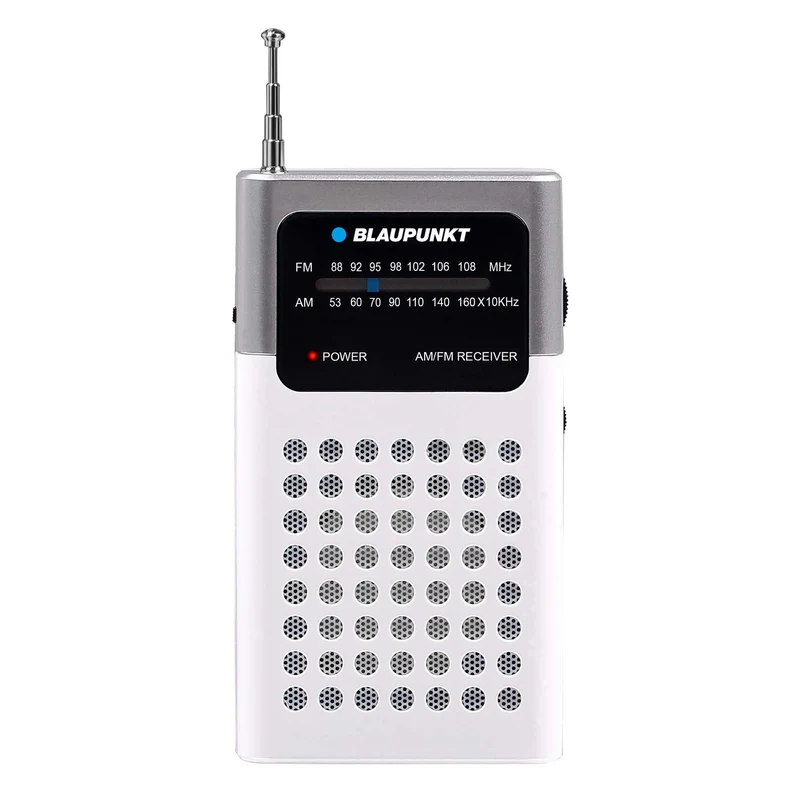 Blaupunkt AM/FM-Handradio, integrierter Mini-Klinkenanschluss, integrierter Verstärker, Teleskopantenne, leicht und handlich, Stromversorgung über zwei 3-V-AA-Batterien, PR4WH