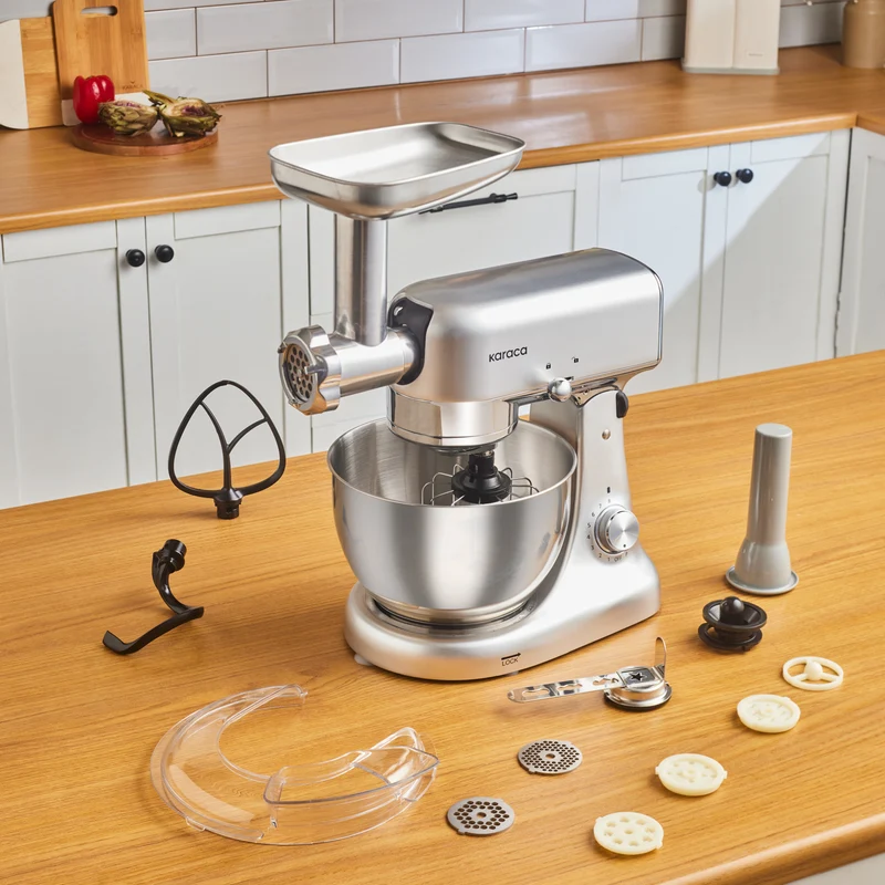 Karaca Multicast Plus Gießen Hackfleisch Mahlen / Wurst Wurst / Kibbeh / Cookie Apparat Teig Kneten Maschine Silber 5Lt