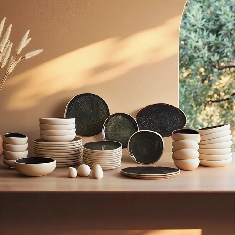 Karaca Earth Collection Galactic 55-teiliges Tafelservice für 12 Personen – Weiß