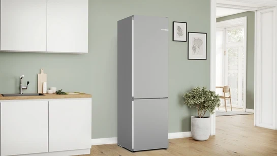 Serie 4 Freistehende Kühl-Gefrier-Kombination mit Gefrierbereich unten 203 x 60 cm Metall-Optik KGN392LBF