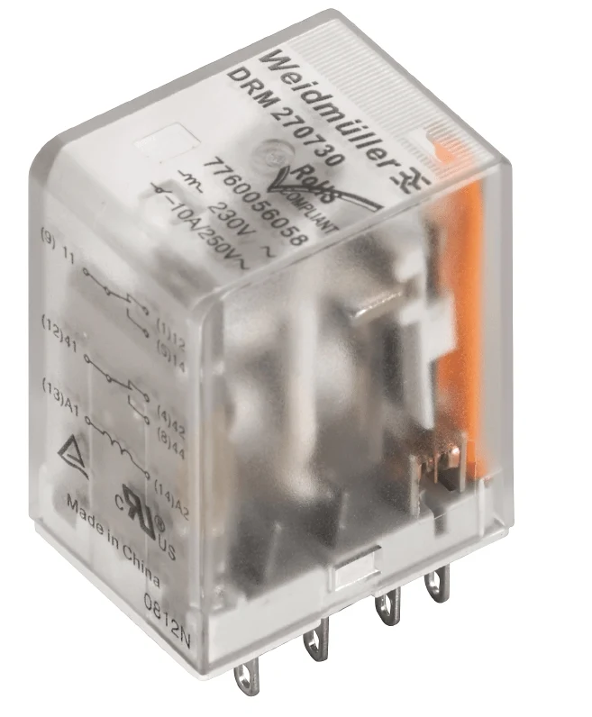 Weidmuller 7760056086 DRM570730 Relay 4CO 230V AC 5A DIN Rail