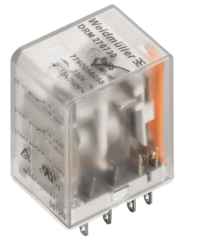 Weidmuller 7760056078 DRM570012 Relay 4CO 12V DC 5A DIN Rail