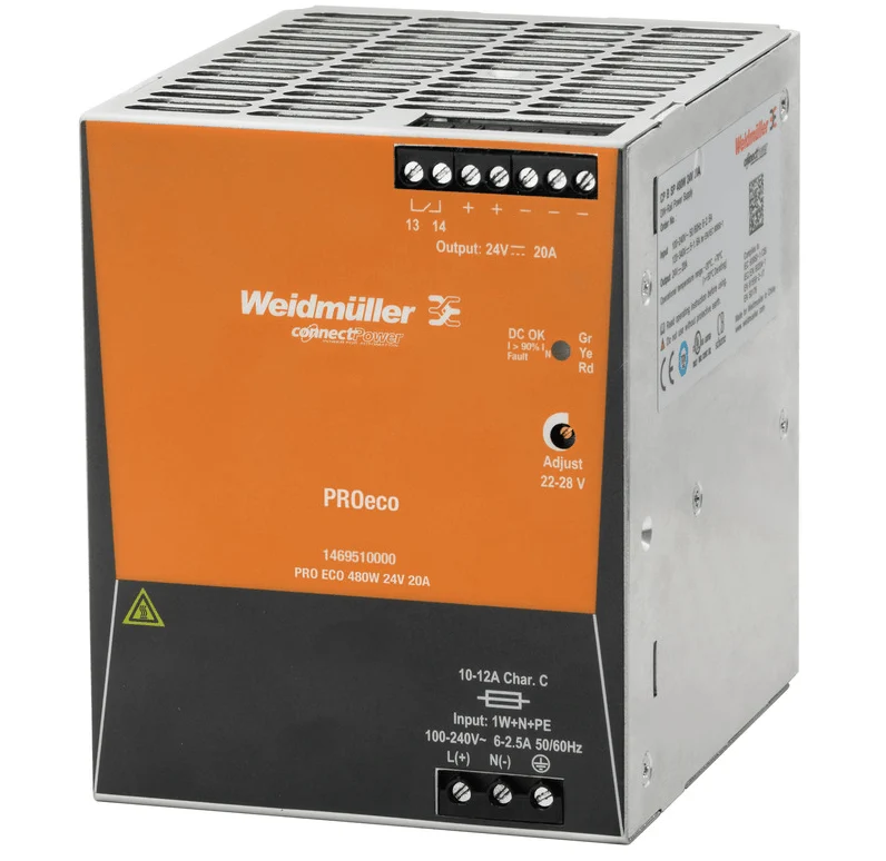 Weidmuller 1469510000 PRO ECO DIN Power Supply 480W 24V 20A