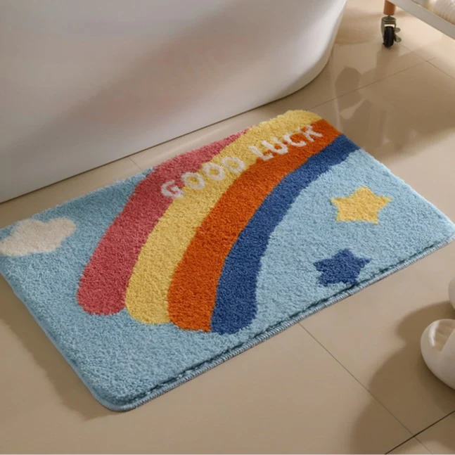 Bunte Regenbogen-Badmatte