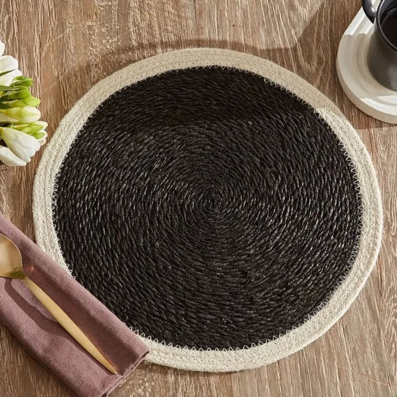Karaca Luka Tischset aus Seegras und Jute, 37 cm, Grau
