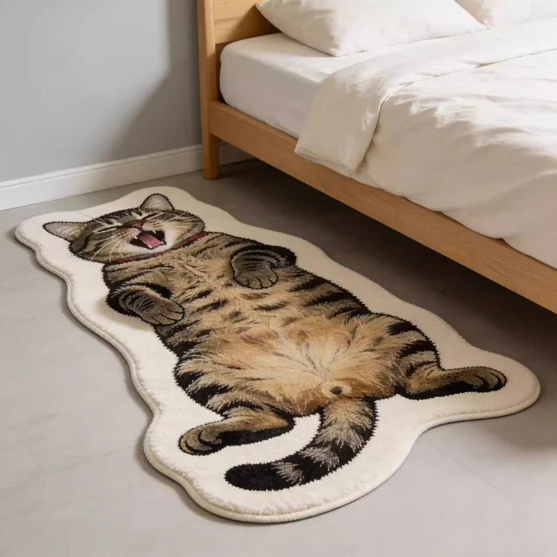 Niedlicher katzenmotivierter, plüschiger Teppich
